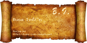 Busa Iván névjegykártya